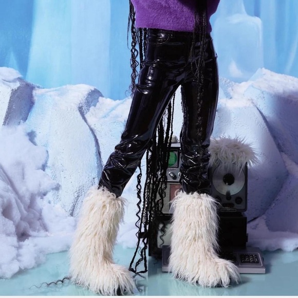 SIMON MILLER Patent Faux Leather Pants 26 Black Goth Dark Romantic Wet Look - Picture 3 of 15